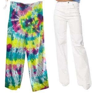 (NWT) JUICY COUTURE Upcycled Tie-Dyed Lunita High Rise Wide Leg Jeans, Size 31